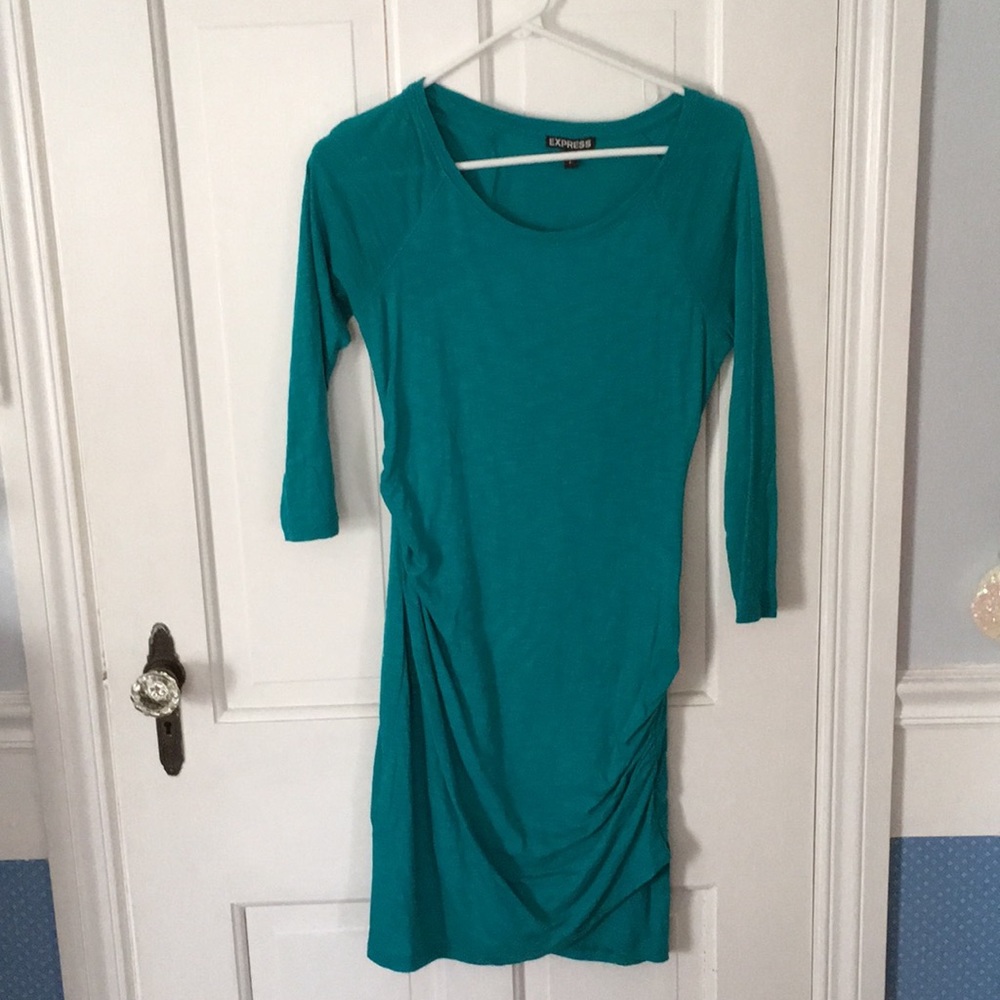 Teal 3/4 sleeve tunic dress